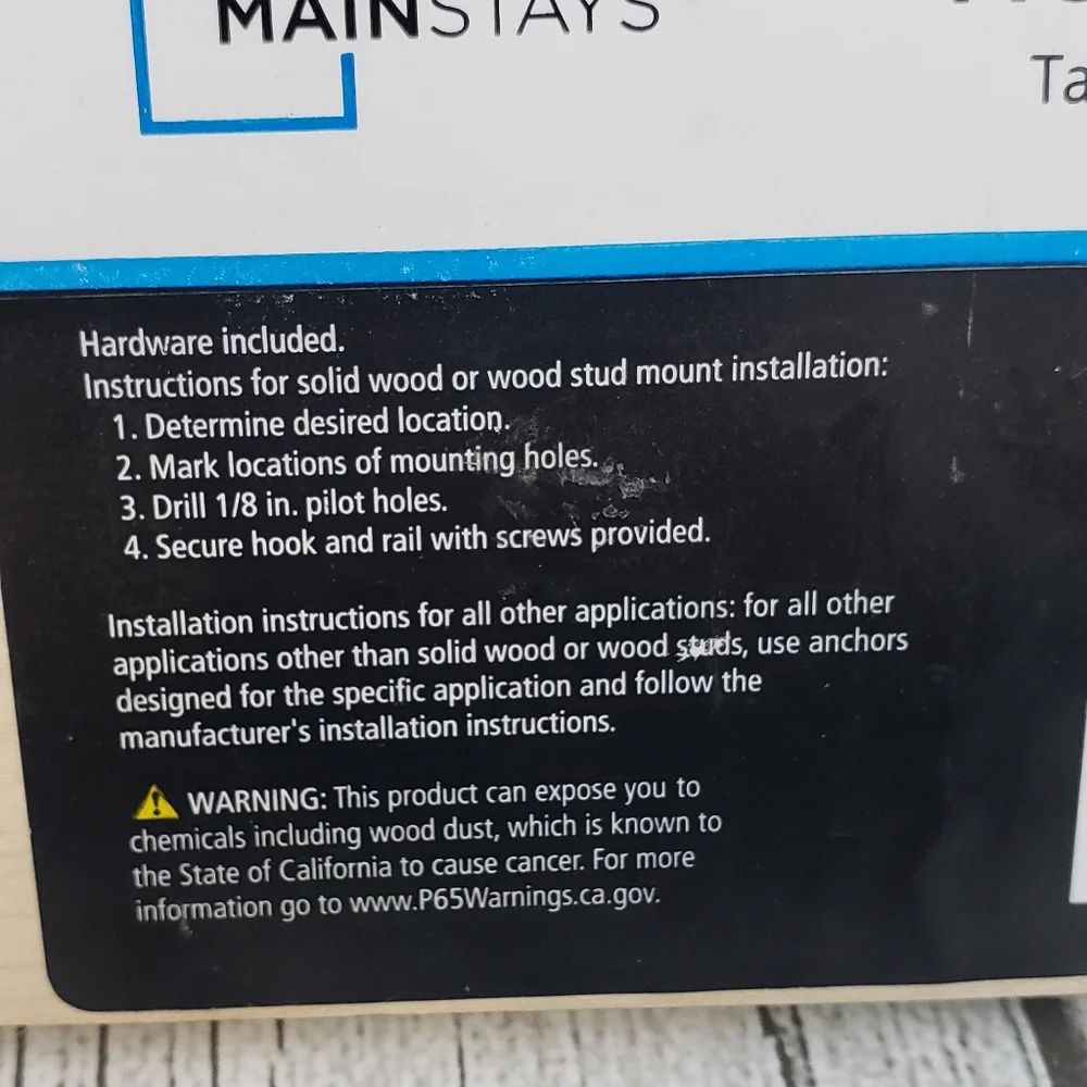 Mainstays 18 in. Wall Mounted Unfinished Wood Hook Rack, 4 Pegs